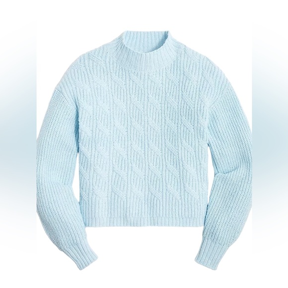 J. Crew Sweaters - J. Crew NWT Cotton Blend Cable Mock Sweater Blue Breeze Size 2x